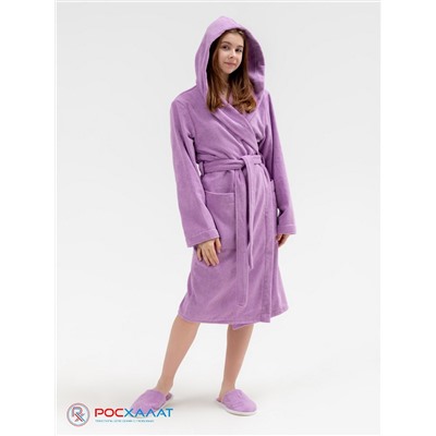 Подростковый махровый халат с капюшоном сиреневый МЗ-18 (10)