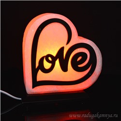 Соляной светильник фигурный "Сердце Love" малая 160*80*170мм 2-3кг, свечение красное
