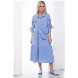 Костюм голубого цвета с блузкой и платьем