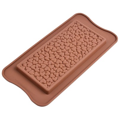 Форма силиконовая для шоколада «Плитка сердечки»