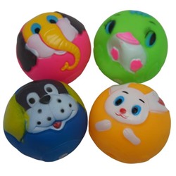 Резиновые игрушки  Мячики с принтами животных 4шт 18*18см / пакет 416