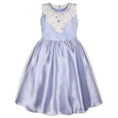 Нарядное платье для девочки серебристо-серого цвета 84034-ДН19