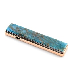 Зажигалка электронная с зарядкой USB камень апатит голубой