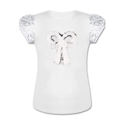 Белая футболка (блузка) для девочки 83771-ДЛШ19