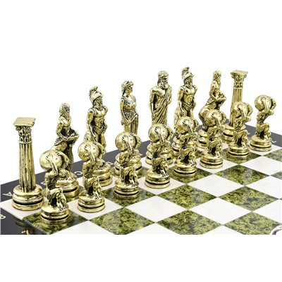 Шахматы подарочные из камня змеевик "Атлас", 450*450мм