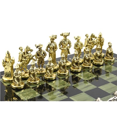 Шахматы подарочные с металлическими фигурами "Рыцари средневековья", 400*400мм
