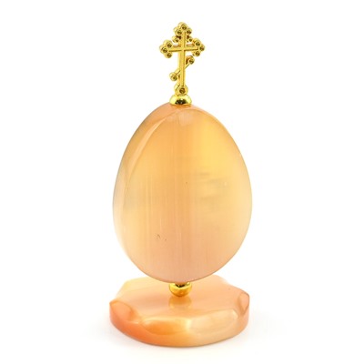 Яйцо из селенита на подставке с крестом "Б.М.Неувядаемый цвет" 47*47*105мм