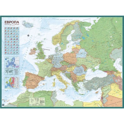 Настенная политическая карта Европы (4,3 млн) 143х107см.