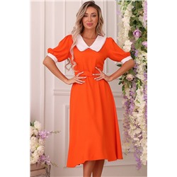 Платье миди оранжевое с поясом