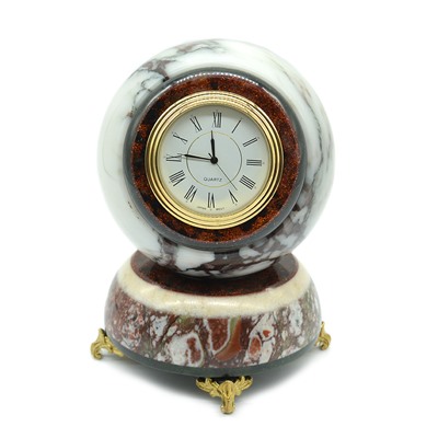 Часы из мрамора саянского (Антистресс) на подставке 100*100*145мм