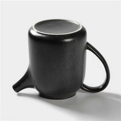 Набор керамический чайный Loft, 6 предметов: чайник 1 л, 4 кружки 250мл, поднос 33×20 см, цвет чёрный
