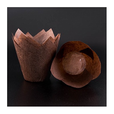 Капсула - тюльпан для выпечки коричневая 80*50, 20 шт