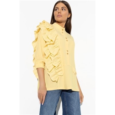 Рубашка жёлтая с оборками из  поплина