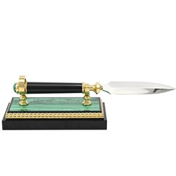 Офисный нож для бумаг на малахите