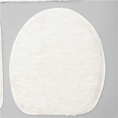 Набор ковриков для ванной и туалета Доляна «Плюшевый», 3 шт: 80×49, 40×49, 40×35 см, цвет белый