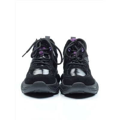 CSJ33-2 VIOLET/BLACK Ботинки спортивные демисезонные женские (натуральная замша, байка) размер 36