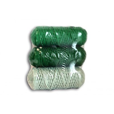 Набор шнуров полиэфирных 3мм (зелёный+тёмно зелёный+серо зелёный)
