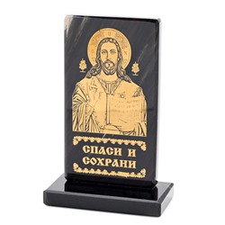 Икона из обсидиана на подставке "Иисус Христос" прямоугольная 50*24*75мм
