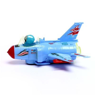 Самолет «Акула», работает от батареек, световые и звуковые эффекты, цвет синий