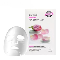 3W CLINIC Маска тканевая д/лица с экстр.розы  Essetial Up Rose Sheet mask 25мл