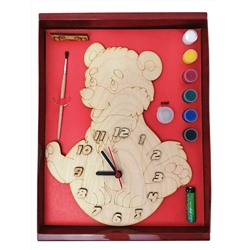Часы с циферблатом под роспись "Мишка" с красками арт.ДНИ133 /20