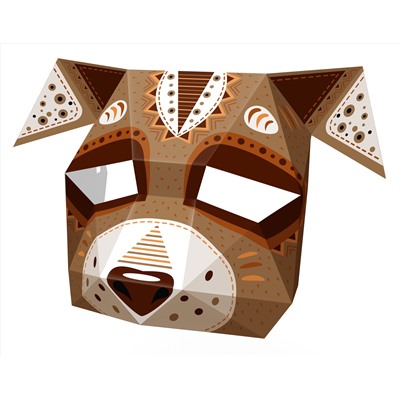 Полигональные маски своими руками «Щенок и Кошечка» (2 маски)