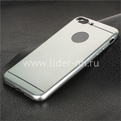 Задняя панель для iPhone7 Plus/8 Plus Силикон металлик2 с вырезом под логотип (серебро)