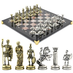 Шахматы подарочные с металлическими фигурами "Римляне", 350*350мм