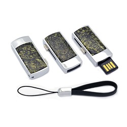 Сувенирная флеш карта USB на 32GB с камнем змеевик, в подарочной упаковке