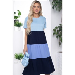 Платье многоярусное голубого оттенка с короткими рукавами