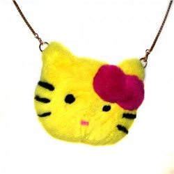 Меховая сумка рюкзак "Hello Kitty" (желтый)