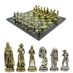 Шахматы подарочные с металлическими фигурами "Средневековье", 250*250мм