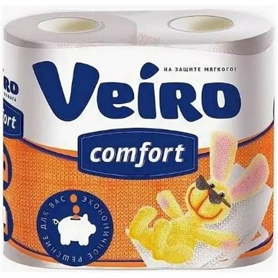Туалетная бумага  VEIRO 2 слоя  4шт. Комфорт белая