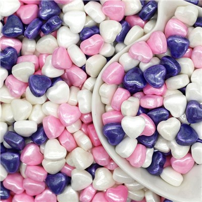 Посыпка кондитерская «Сердечки  СМЕСЬ» (бело-розово-фиолетовый) 1 кг