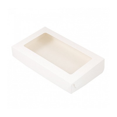 Коробка для печенья 20*12*3 см, Белая с окном