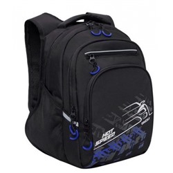 Рюкзак школьный RB-350-3/2 черный - синий 26х38х20 см GRIZZLY