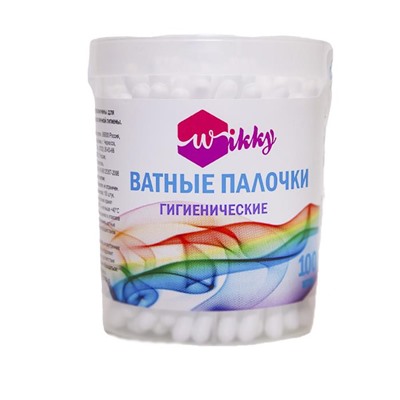 Ватные палочки WIKKY 100шт.круглая банка