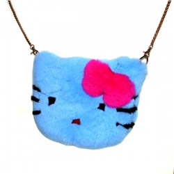 Меховая сумка рюкзак "Hello Kitty" (голубой)