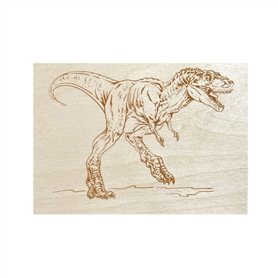 Доски с рисунком для выжигания «Тираннозавр,Трицератопс, Стегозавр, Овираптор» серия «Динозавры» (5 штук)