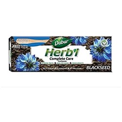Herb'l BLACK SEED Complete Care toothpaste, Dabur (Хербл БЛЭК СИД, с экстрактом семян черного тмина, Комплексная Защита (зубная щетка в подарок), Дабур), 150 г. - СРОК ГОДНОСТИ ДО 31 ИЮЛЯ 2024 ГОДА