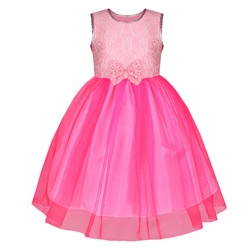 Розовое нарядное платье для девочки с гипюром и сеткой-вуалью 825113-ДН21