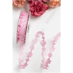 Лента декоративная "Бабочки" 1,7 см (20 ярд) розовый