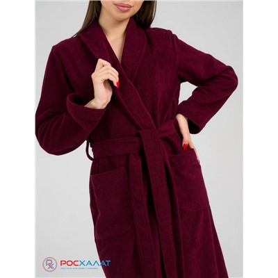 Женский махровый халат с шалькой темно-бордовый МЗ-02 (122)
