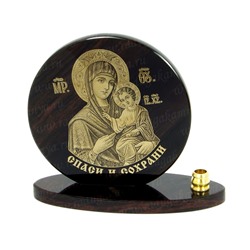 Икона из обсидиана круглая со св."Богородица" д.85