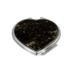 Зеркальце карманное "Сердце" с накладкой из мусковита, серебристое