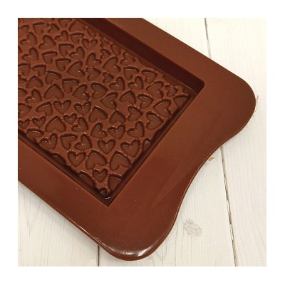 Форма силиконовая для шоколада "Шоколадная плитка сердечки" 20*10 см