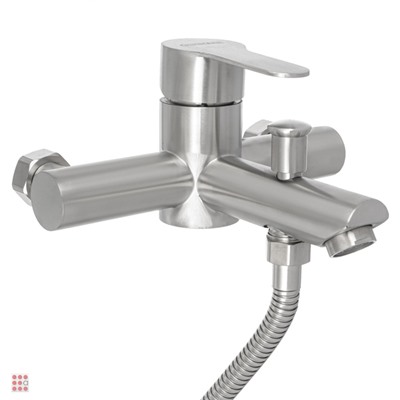 Смеситель для ванны с душем, короткий излив СоюзКран, керамический картридж 35 мм, нержавеющая сталь