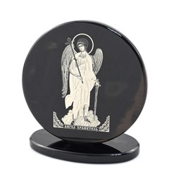 Икона из обсидиана "Ангел хранитель" круг д.85мм