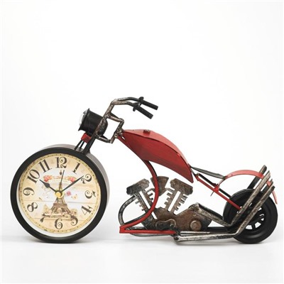 Часы настольные "Ретро мотоцикл", плавный ход, 18 х 29.5 см, d=9.5 см