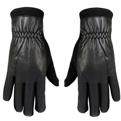 Трикотажные перчатки с кожей PU 12р-р